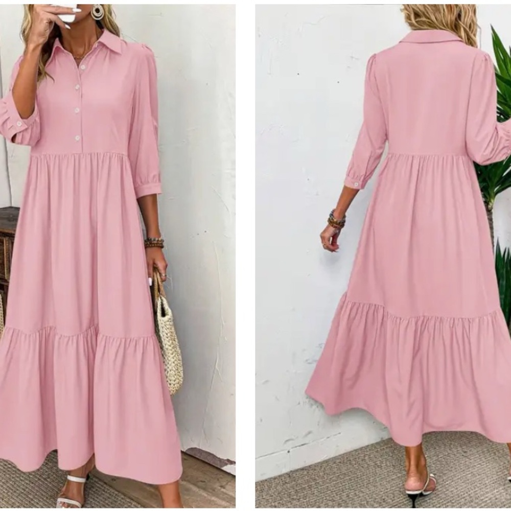 Woman’s Pink Long Sleeve M Maxi Dress
